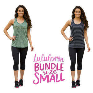 Lululemon Racerback Tank Top Bundle 2 Pack Stripe & Green Size S